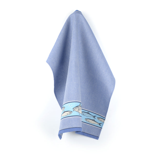 Theedoek Bunzlau Castle Fish Royal Blue