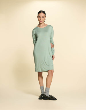 Essenza Nachthemd Lange Mouw Emmy Uni Dusty Teal