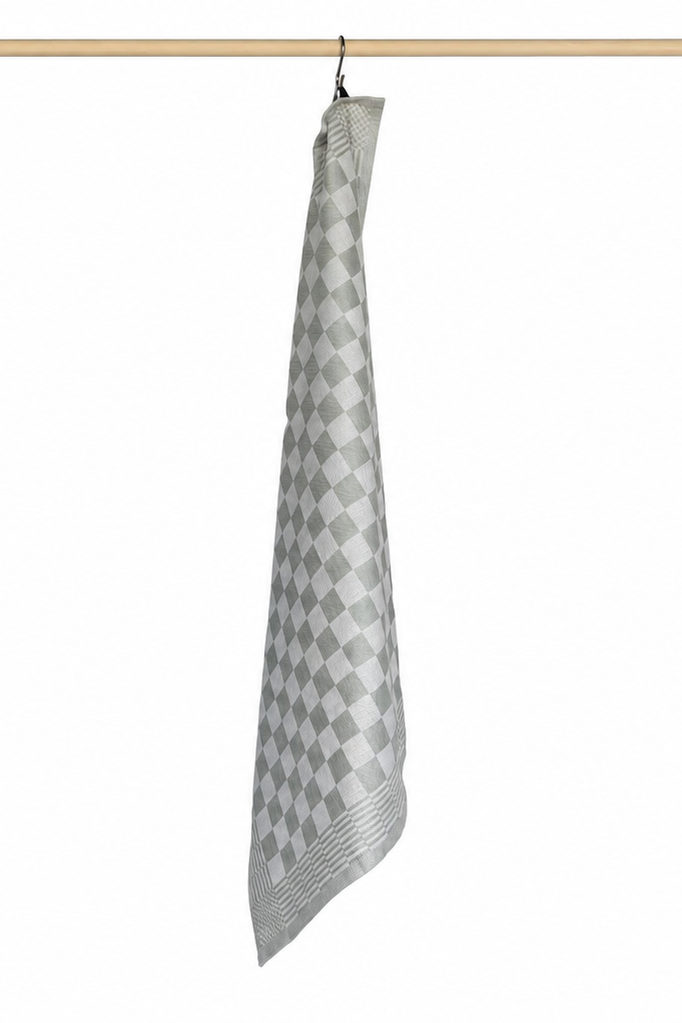Jorzolino Theedoek Kleine Ruit Grey Green 65x65