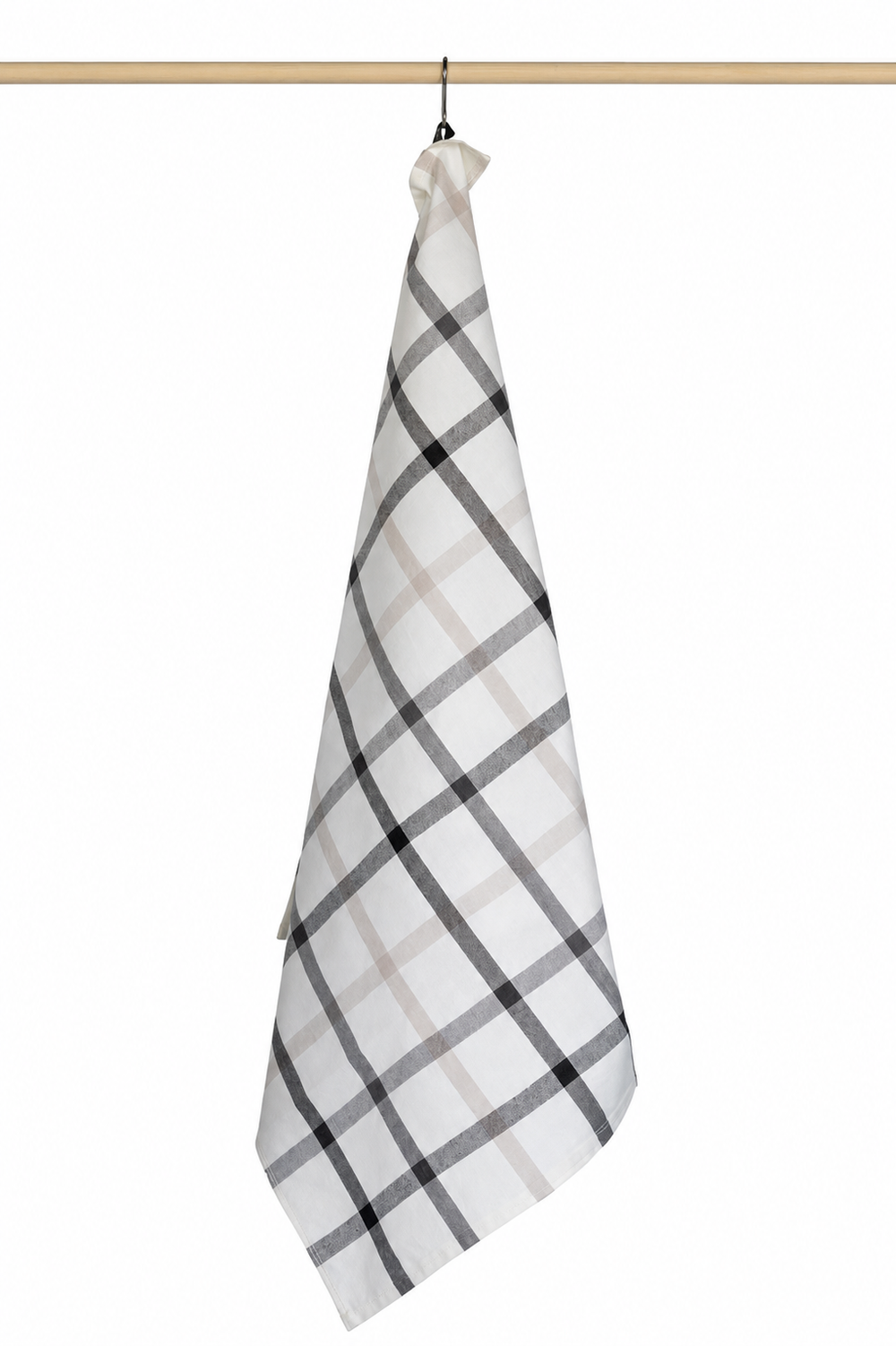 Jorzolino Theedoek 3 Kleur Ruit Grey/Black/Sand 65x65