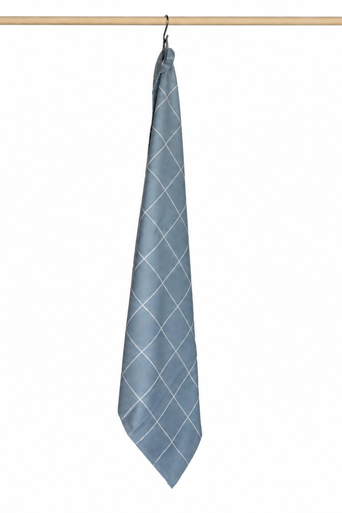 Jorzolino Theedoek Grote Ruit Grey Blue 65x65