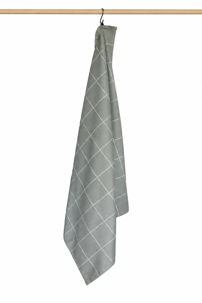 Jorzolino Theedoek Grote Ruit Grey Green 65x65