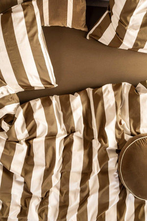 Essenza Dekbedovertrek Minte Stripe Slate Brown-Vanilla