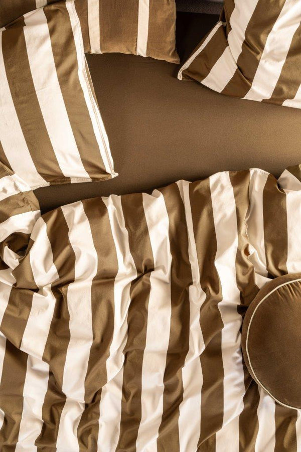 Essenza Dekbedovertrek Minte Stripe Slate Brown-Vanilla