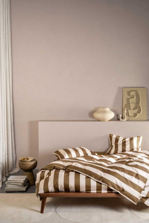 Essenza Dekbedovertrek Minte Stripe Slate Brown-Vanilla