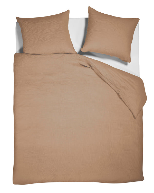 Linolux Dekbedovertrek Mousseline Light Brown- koel en zacht slapen