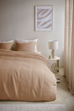 Linolux Dekbedovertrek Mousseline Light Brown- koel en zacht slapen
