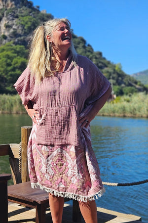 Zusenzomer poncho Reza Bordeaux