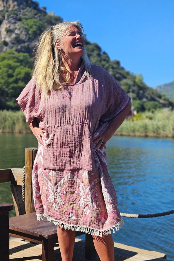 Zusenzomer poncho Reza Bordeaux