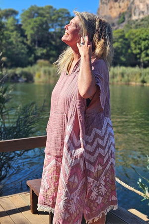 Zusenzomer poncho Reza Bordeaux