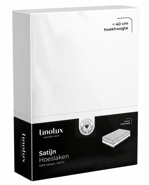 Linolux Hoeslaken satijn 400 count White