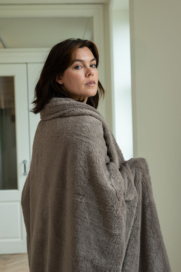 Plaid Linolux Rabbit Fur Taupe