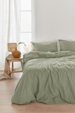 Dekbedovertrek Linolux Washed Cotton Green