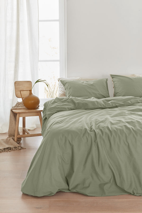 Dekbedovertrek Linolux Washed Cotton Green