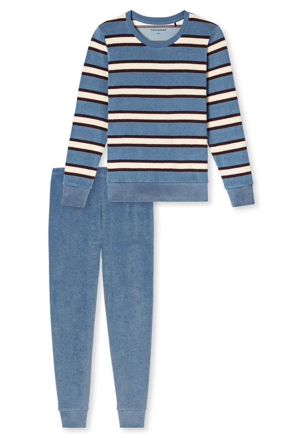 Schiesser Dames Pyjama 183892 Blue - badstof