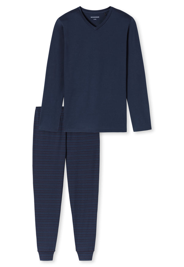 Schiesser Heren Pyjama 181922 Deep Sea Blue