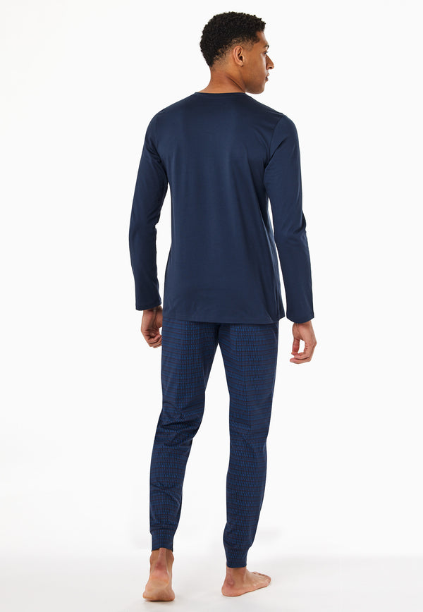 Schiesser Heren Pyjama 181922 Deep Sea Blue