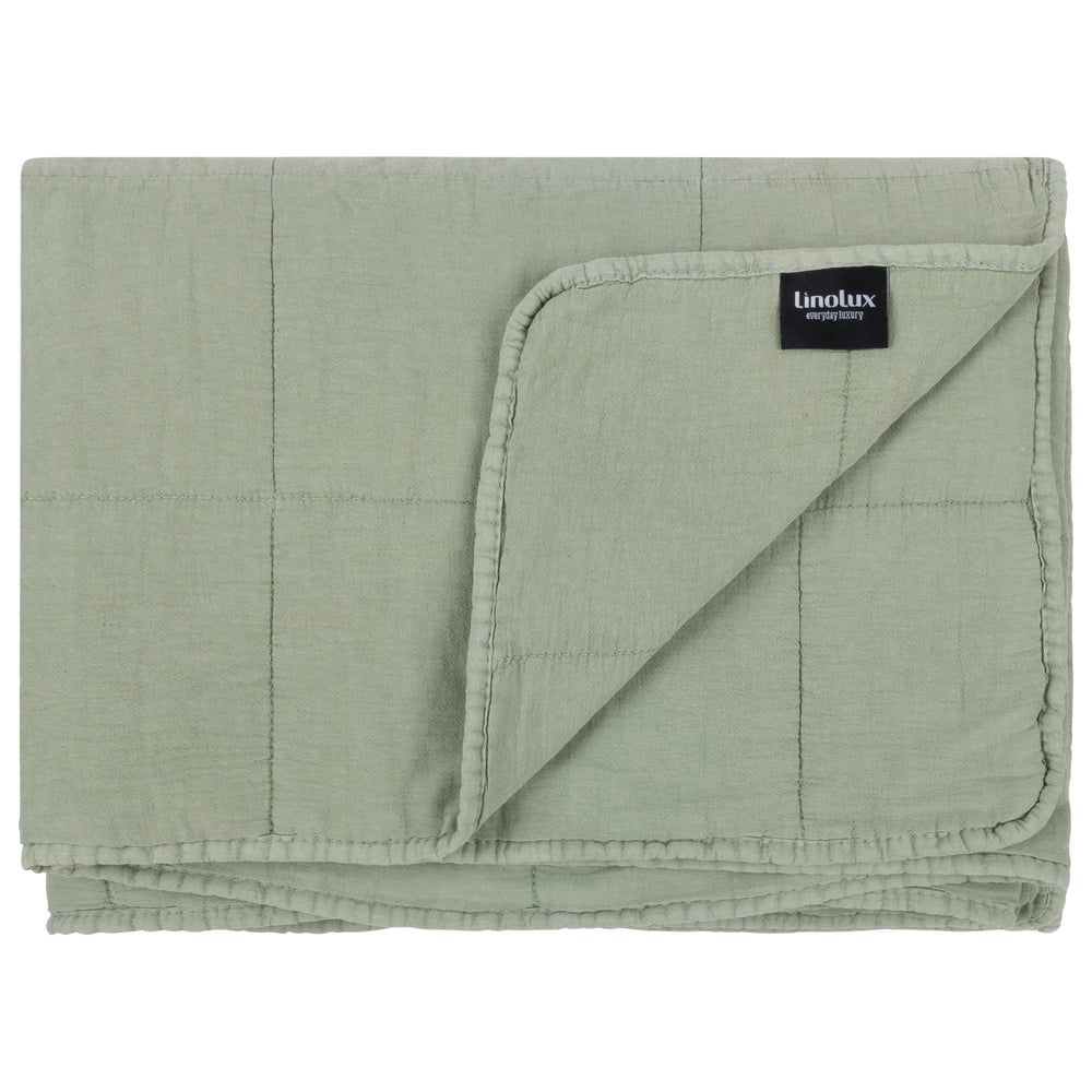 Linolux Sprei Blockes Stonewashed Mineral Green