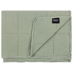 Linolux Sprei Blockes Stonewashed Mineral Green