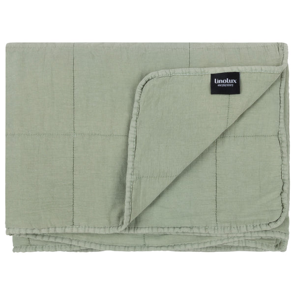 Linolux Sprei Blockes Stonewashed Mineral Green
