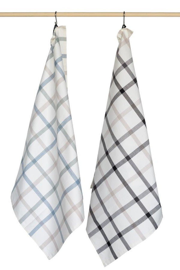 Jorzolino Theedoek 3 Kleur Ruit Grey/Black/Sand 65x65