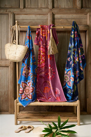 Pip Studio Strandlaken Viva La Viva Dark Blue – luxe velours katoen