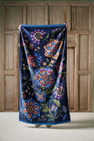 Pip Studio Strandlaken Viva La Viva Dark Blue – luxe velours katoen