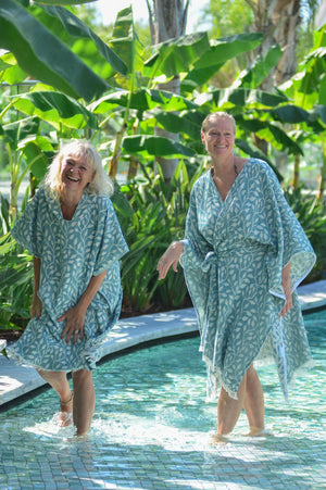ZusenZomer Kimono Dress Leaf Petrol