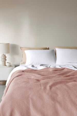 Linolux Pique wafel deken soft pink- katoen