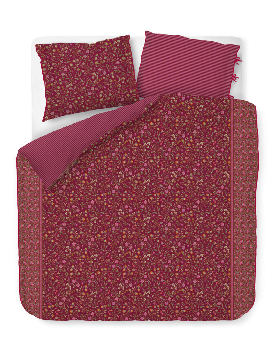 Pip Studio Dekbedovertrek Flora Bangalore Dark Pink - Brushed Twill katoen