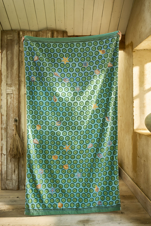 Pip Studio Strandlaken Sea Dots Green - luxe katoenen velours