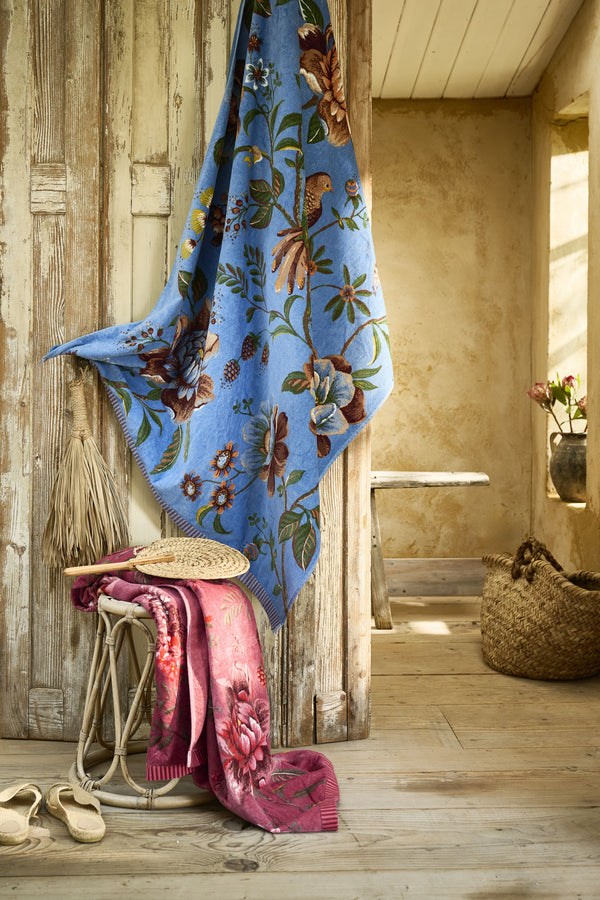 Pip Studio Strandlaken Secret Garden Blue - Luxe velours katoen