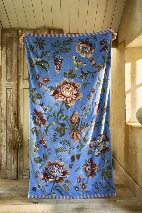 Pip Studio Strandlaken Secret Garden Blue - Luxe velours katoen