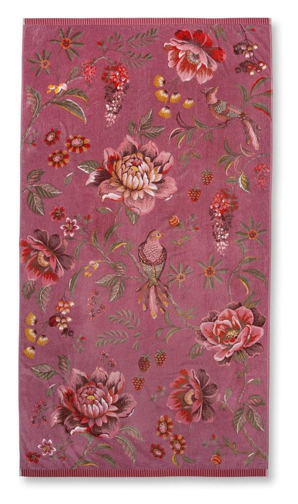 Pip Studio Strandlaken Secret Garden Pink - luxe velours katoen