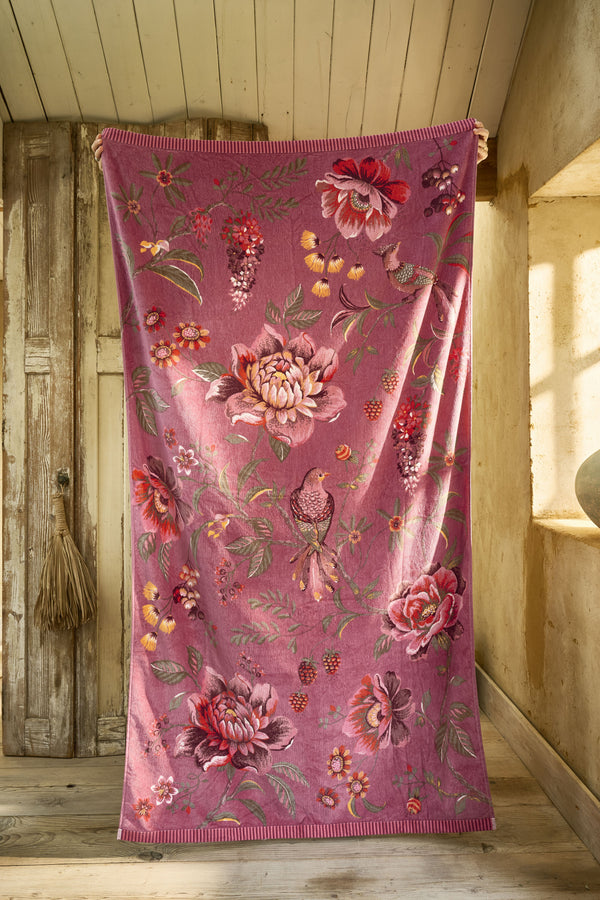 Pip Studio Strandlaken Secret Garden Pink - luxe velours katoen