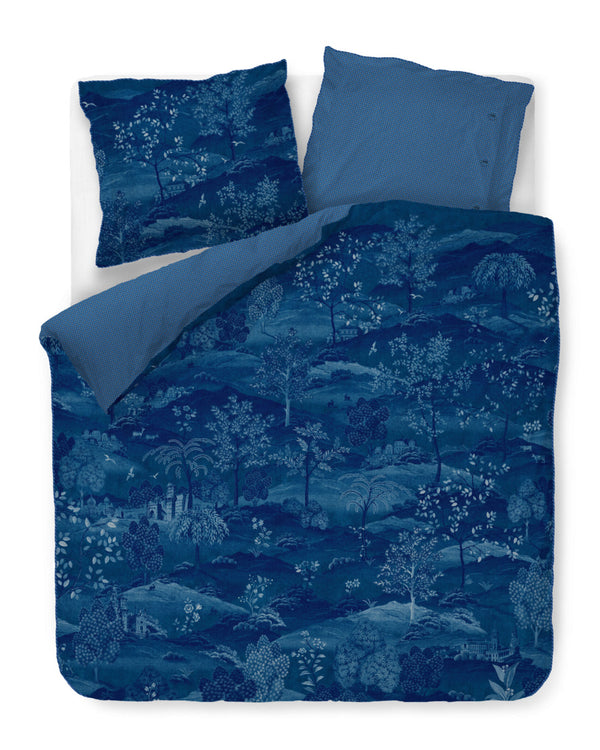 Pip Studio Dekbedovertrek Sundara Wood Dark Blue - perkal