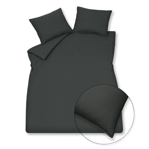 Dekbedovertrek Vandyck Washed Cotton Off Black met kussen detail