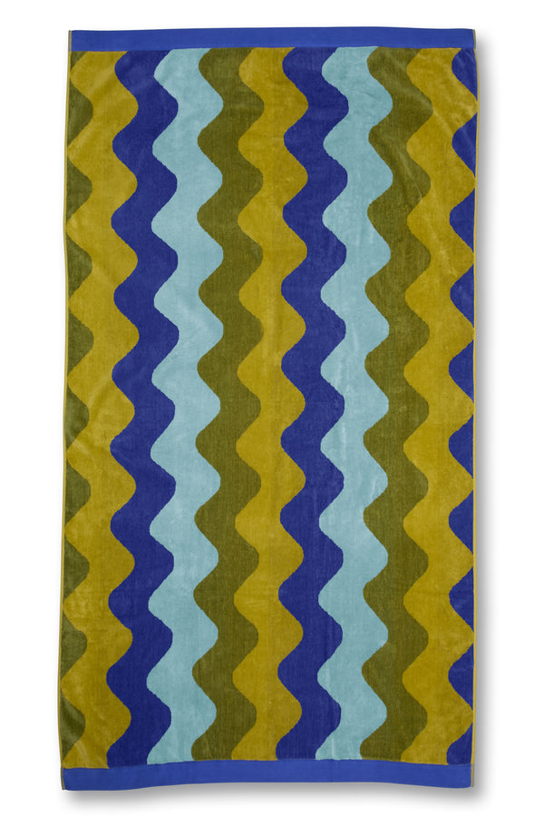 Kaat Amsterdam Strandlaken Waves Blue Green 100x180