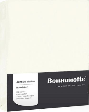 Hoeslaken (Topper) Bonnanotte Jersey Elastan Off White