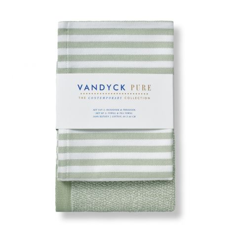 Keukendoek en Theedoek Set Vandyck Pure Smoke Green verpakt