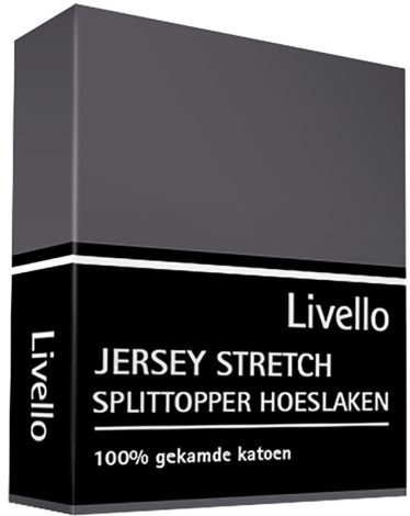 Splittopper Hoeslaken Livello Jersey Stretch Donker Grijs